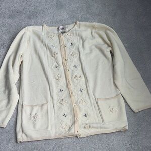 Chic Cream Embroidered Cardigan by